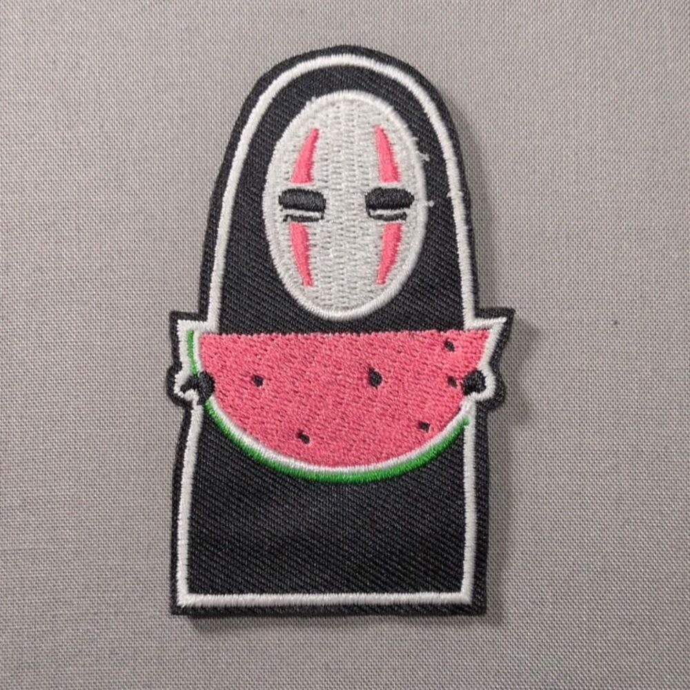 No Face Eating Watermelon Anime Iron On Patch | Anime Patch